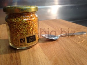 pollen sec bio produit en France Pot 125g de dos cuillère